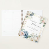 Stofblauwe Hortensia Bloem Bruiloftsplanner Planner (Display)