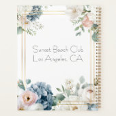 Stofblauwe Hortensia Bloem Bruiloftsplanner Planner (Achterkant)