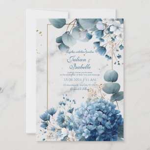 Stofblauwe Hortensia Eucalyptus Goud Marmer Kaart