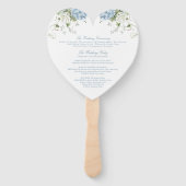 Stofblauwe Hortensia Huwelijksceremonie Programma Handwaaier (Achterkant)