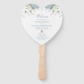Stofblauwe Hortensia Huwelijksceremonie Programma Handwaaier (Voorkant)