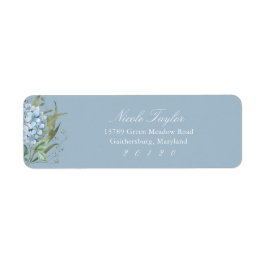 Stofblauwe Hortensia Retouradreslabels Etiket