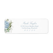 Stofblauwe Hortensia Retouradreslabels Etiket (Voorkant)