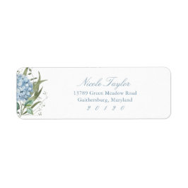 Stofblauwe Hortensia Retouradreslabels Etiket