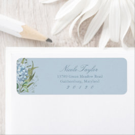 Stofblauwe Hortensia Retouradreslabels Etiket