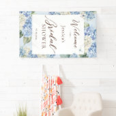 Stofblauwe Hortensia Waterverf Bruiloftsborrel Spandoek (Insitu)