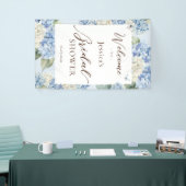 Stofblauwe Hortensia Waterverf Bruiloftsborrel Spandoek (Beurs)
