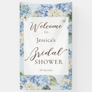 Stofblauwe Hortensia Waterverf Bruiloftsborrel Spandoek