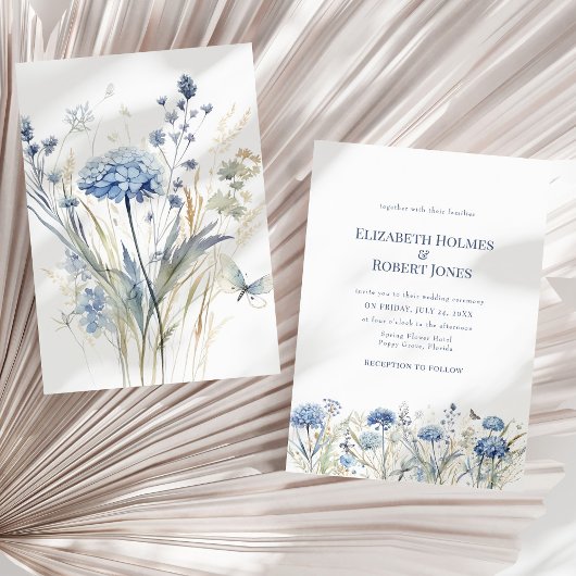 Stofblauwe Hortensia Wildernis Bruiloft Kaart