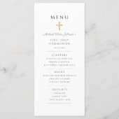Stofblauwe Jongen Eerste Communie Menu (Voorkant)