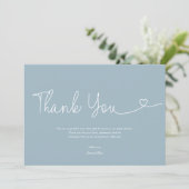 Stofblauwe jongens baby shower script hart bedankkaart (Staand voorkant)