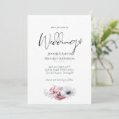 Stofblauwe Koraal Bloemige Trouw Uitnodigingen Bud (Staand voorkant)