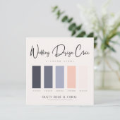 Stofblauwe koraalkleur palet met hex-codes bedankkaart (Staand voorkant)