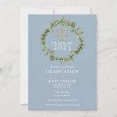 Stofblauwe krans foto afstudeerfeest rechten kaart (Voorkant)