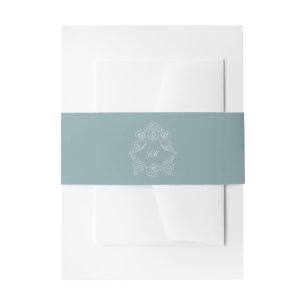 Stofblauwe Kuif Monogram Regency Trouwen Uitnodigingen Wikkel