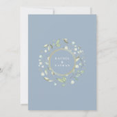 Stofblauwe laurierkrans groen wedding kaart (Achterkant)
