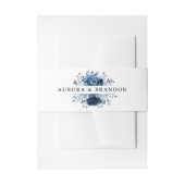 Stofblauwe Leisteen Marine Bloemachtige Botanische Uitnodigingen Wikkel (Voorkant Voorbeeld)