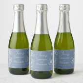 Stofblauwe lelie mini champagnefles label stickers (Flessen)