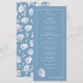 Stofblauwe Lijn Kunst Roze Eetservies Bruiloft Menu (Voorkant / Achterkant)