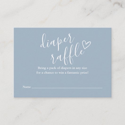 Stofblauwe Luier Raffle Baby Shower Informatiekaartje (Voorkant)