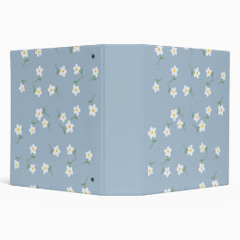 Stofblauwe Madeliefjes Bloem Binder | Handgetekend 2" Multomap
