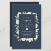 Stofblauwe Magnolia Budget Trouw Uitnodigingen A9 (Voorkant / Achterkant)