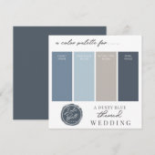 Stofblauwe marineblauwe en grijze kleurpaletkaart kaart (Voorkant / Achterkant)