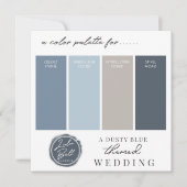 Stofblauwe marineblauwe en grijze kleurpaletkaart kaart (Voorkant)