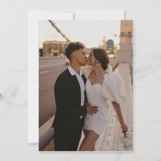 Stofblauwe minimale save the date uitnodiging (Achterkant)