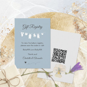 Stofblauwe Minimalistische Cadeau Registratie Baby Informatiekaartje