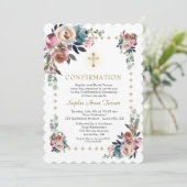 Stofblauwe Misty Rose Bloemen Glitter Bevestiging Kaart (Staand voorkant)