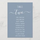 Stofblauwe moderne witte script zitplaatskaart (Voorkant)