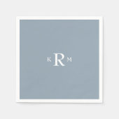 Stofblauwe monogram cocktail servetten (Voorkant)
