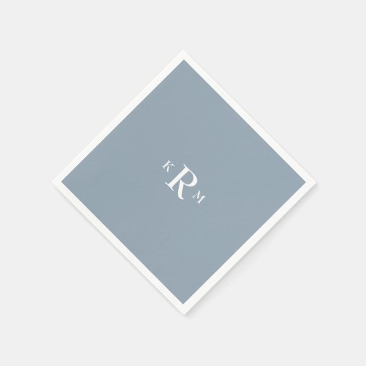 Stofblauwe monogram cocktail servetten (Hoek)