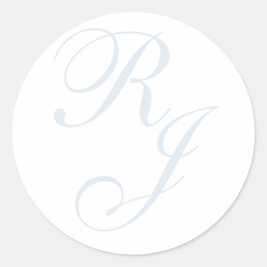 Stofblauwe Monogram Huwelijksuitnodiging Sticker (Voorkant)