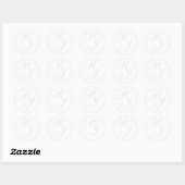 Stofblauwe Monogram Huwelijksuitnodiging Sticker (Vel)