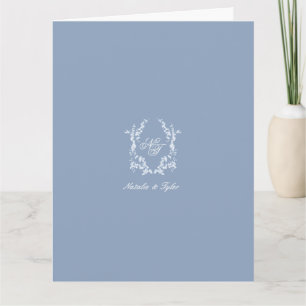 Stofblauwe Monogram Wapen Thank You Kaart