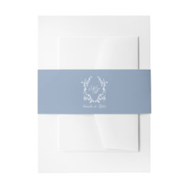 Stofblauwe Monogram Wapenschild Uitnodiging Buikba Uitnodigingen Wikkel