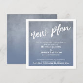 Stofblauwe Ombre Uitgestelde Bruiloft Nieuwe Plan  Kaart (Voorkant / Achterkant)