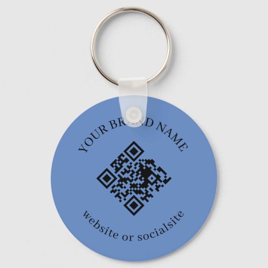 Stofblauwe op maat gemaakte zakelijke QR-code-sleu Sleutelhanger (Voorkant)