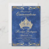 Stofblauwe Prinses Quinceañera Uitnodiging (Voorkant)
