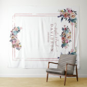 Stofblauwe Roze Bloemen Roze Goud Fotohokje Wandkleed (In Situ (horizontaal))