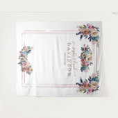 Stofblauwe Roze Bloemen Roze Goud Fotohokje Wandkleed (Voorkant (horizontaal))