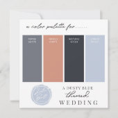 Stofblauwe roze goud & marineblauwe kleurpaletkaar kaart (Voorkant)