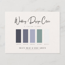 Stofblauwe Salie Groene Kleurenpalet met Hex Codes Briefkaart