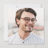 Stofblauwe Script Graduate 4 Foto Afstuderen Aankondiging (Achterkant)