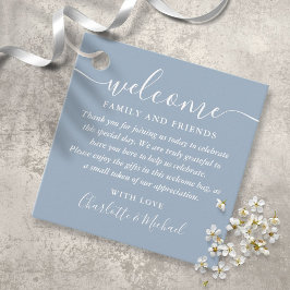 Stofblauwe Script Trouw Welkomst Cadeau Mandje Zak Bedankjes Labels