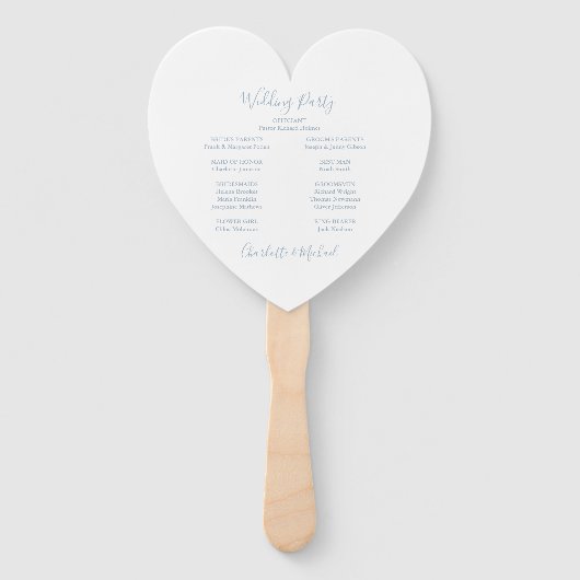 Stofblauwe Script Trouwceremonie Hart Handwaaier (Achterkant)