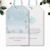 Stofblauwe Sneeuwvlok Gift Tag Cadeaulabel