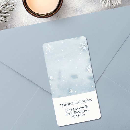 Stofblauwe Sneeuwvlok Retouradreslabel Etiket